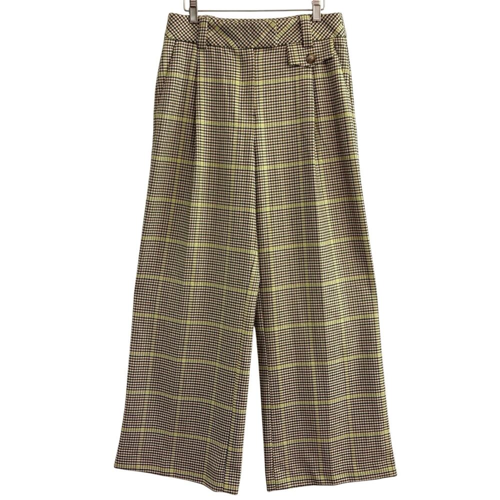 Anthropologie Exquise Plaid Wide Leg Trousers Pants Womens Size Medium Academia